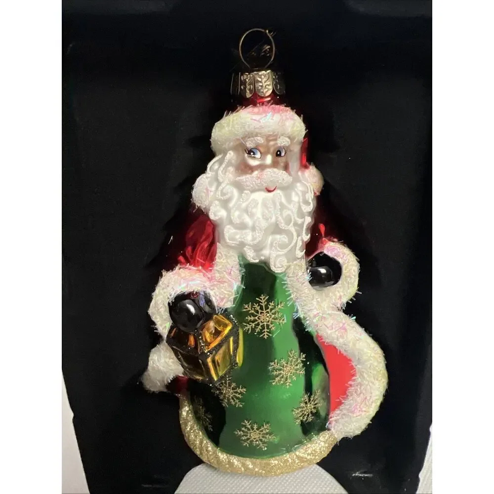 Christopher Radko Sparkle Bright Noel Splendor Santa Lantern Glass Ornament